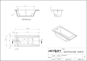 Acrilan Sine - Ακρυλική Μπανιέρα 160x70 εκ - Maxxcoat
