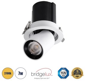 VIRGO-S 60303 Χωνευτό LED Spot Downlight TrimLess Φ9cm 7W 875lm 36° AC 220-240V IP20 Φ9cm x Υ9cm - Στρόγγυλο - Λευκό με Μαύρο Κάτοπτρο - Θερμό Λευκό 2700K - Bridgelux COB - 5 Years Warranty