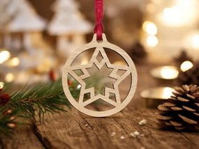 Σετ των 3 Intra απο ξύλο plywood 3mm-4mm πάχος – Στολίδι με μπάλα με αστέρι χιονιού 40x45 cm INTRAVECTRY-MY545333