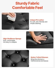 VEVOR 34 in Square Leather Ottoman with Storage Coffee Table for Living Room