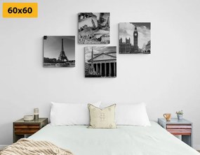 Σετ εικόνων ιστορικών μνημείων σε μαύρο & άσπρο - 4x 60x60