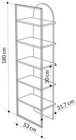 Βιβλιοθήκη Archy Megapap χρώμα ανοιχτό καρυδί 53x31,7x180εκ.