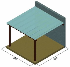 Πέργκολα με πολυκαρμπονικό απο τοίχο 400 x 400εκ