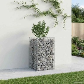 vidaXL Ανασηκωμένο κρεβάτι gabion Ασημί