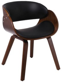 WOODWELL Ε7512,10JOY Πολυθρόνα-Pro Τραπεζαρίας Καρυδί, Pu Μαύρο 58x53x75cm Ε7512,10