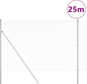 vidaXL Έξιγωνο φράχτη σταθερού εδάφους 25 x 1,6 μ Ασημί Δίχτυ
