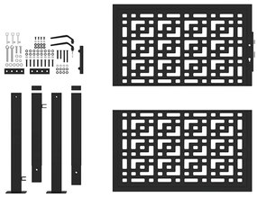 Πύλη κήπου Μαύρη 105x106 cm Ατσάλινος σταυρός σχεδιασμού - Μαύρο