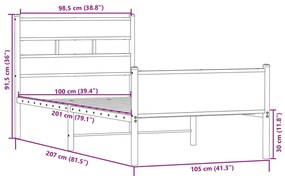 Πλαίσιο Κρεβατιού Χωρ. Στρώμα Sonoma Δρυς 100x200εκ Επ. Ξύλο - Καφέ