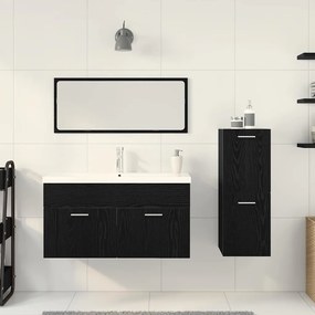 vidaXL Σετ Επίπλων Μπάνιου με πόρτα 4 pcs Μαύρη Οξυά 90 x 38.5 x 50 εκ