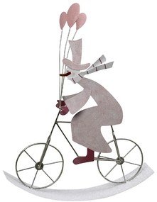 Χριστουγεννιάτικος Διακοσμητικός Χιονάνθρωπος-Ποδήλατο Polyresin Ροζ ESPIEL 28,5x6x36εκ. MT2655K1