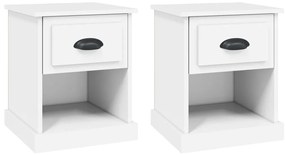 vidaXL Κομοδίνα 2 τεμ. Λευκά 39 x 39 x 47,5 εκ. από Επεξεργασμένο Ξύλο