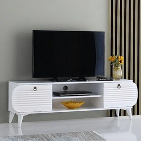 Έπιπλο Τηλεόρασης Ξύλινο Bukres 818 Λευκό Μ165xΠ35xΥ50cm