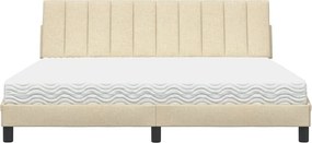 vidaXL Κρεβάτι με Στρώμα Hanko Κρεμ 180x200 εκ. Υφασμάτινο