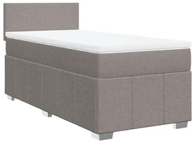 vidaXL Κρεβάτι Boxspring με Στρώμα Taupe 90x200 εκ. Υφασμάτινο