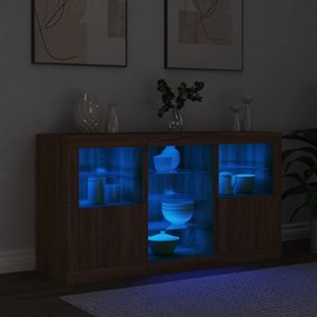 vidaXL Μπουφές με LED Καφέ Δρυς 123 x 37 x 67 εκ.