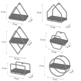 Ράφι Τοίχου Χρυσό / Μαύρο MINYATUR 15x17x10