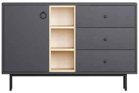 Μπουφές Naturel 382NRC1601 130x40x48,6cm Anthracite-Oak Μοριοσανίδα, Μελαμίνη