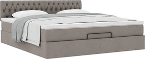 vidaXL Οθωμανικό κρεβάτι με στρώμα Taupe 180x200cm ύφασμα