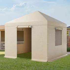 VEVOR Winter Gazebo Cover Fits 3.05 x 3.05 m Hardtop Gazebos, All-Weather Gazebo Cover with Sidewalls &amp; Windows, High-Density PE Material, Enclosed Storage Shelter Covers, Gazebos not Included