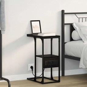 vidaXL Κομοδίνο Μαύρη δρυς 41.5 x 26 x 60.5 εκ Επεξεργασμένο ξύλο