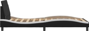 vidaXL Πλαίσιο Κρεβατιού Dover Μαύρο/Λευκό 100x200εκ.Συνθ. Δέρμα