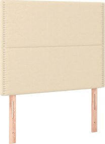 vidaXL Κρεβάτι Boxspring με Στρώμα &amp; LED Κρεμ 90x190 εκ. Υφασμάτινο