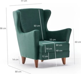 Wing Chair Lola Berjer - Green Green