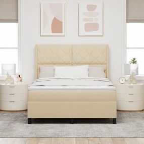 vidaXL Κρεβάτι με ελατήρια Κρεμ 140 x 190 cm Ύφασμα