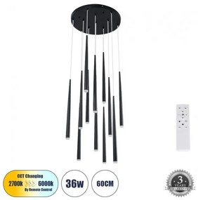 Κρεμαστό Φωτιστικό Οροφής LED 36W 3960lm TEARS Globostar 61313 Μαύρο