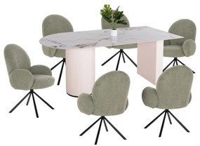 DINING SET 7PCS  TABLE CERAMUS &amp; 6 ARMCHAIRS WINON