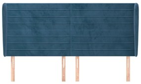Κεφαλάρι με Πτερύγια Σκούρο Μπλε 163x23x118/128 εκ. Βελούδινο - Μπλε