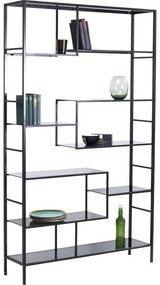 Ραφιέρα Loft Γυαλί-Μέταλλο Μαύρη 195 εκ. 115x30x195εκ - Μαύρο