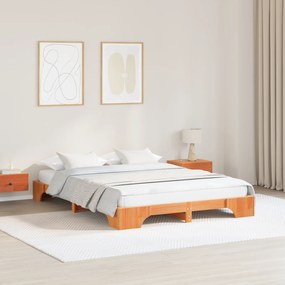 vidaXL Κρεβάτι Καφέ 160x200 εκ Μασίφ Ξύλο Πεύκου