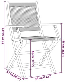 Καρέκλες Κήπου 2τεμ. Γκρι Μασίφ Ξύλο Ακακίας &amp; Πολυπροπυλένιο - Γκρι
