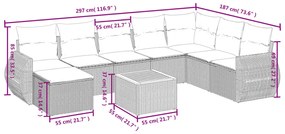 vidaXL Σαλόνι Κήπου Σετ 9 Τεμαχίων Γκρι Συνθετικό Ρατάν με Μαξιλάρια