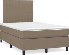 vidaXL Κρεβάτι Boxspring με Στρώμα Taupe 120x200 εκ. Υφασμάτινο