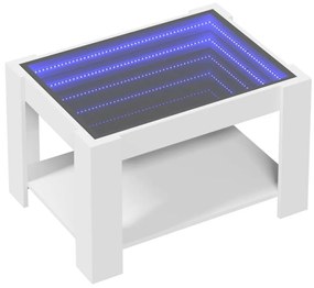 Τραπεζάκι Σαλονιού με LED Λευκό 73x53x45 εκ. Επεξεργασμένο Ξύλο - Λευκό