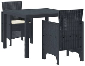 Σέτ φαγητού για κήπο 3 pcs Ανθρακί Rattan Polt