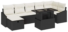 vidaXL Σετ Καναπέ Κήπου Ρυθμιζόμενο ύψος 8 pcs Μαύρο συνθετικό ρατάν