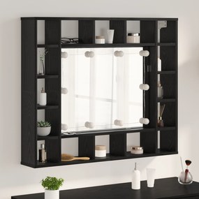 vidaXL Ντουλάπα Καθρέφτη με ράφι Μαύρη δρυς 91 x 15 x 76.5 εκ.