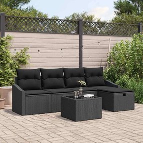 vidaXL Σετ Καναπέ με μαξιλάρι 6 pcs Μαύρο συνθετικό ρατάν