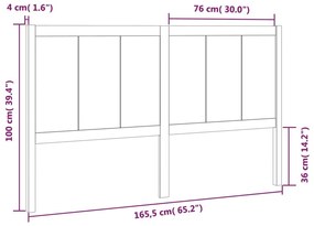 vidaXL Κεφαλάρι Κρεβατιού 165,5x4x100 εκ. από Μασίφ Ξύλο Πεύκου