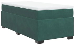 Κρεβάτι Boxspring με Στρώμα Σκούρο Πράσινο 100x200εκ. Βελούδινο - Πράσινο