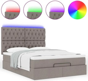 vidaXL Οθωμανικό κρεβάτι με στρώμα &amp; LEDs τεφρόχρουν χρώμα Ύφασμα