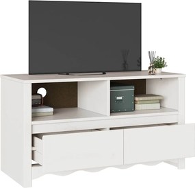 vidaXL Ντουλάπι TV Drammen Λευκό 99 x 43 x 55 εκ. Μασίφ ξύλο πεύκου