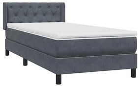 Box Spring Κρεβάτι με στρώμα Σκούρο γκρι 80x210 εκ. Βελούδινο - Γκρι