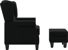 vidaXL Μπερζέρα Μαύρη Υφασμάτινη με Υποπόδιο