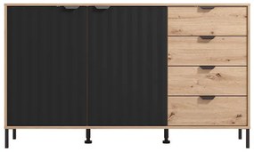 Κομότα - Μπουφές Vandea 3K4F Artisan Oak - Μαύρο Ματ 157x40x93 εκ.