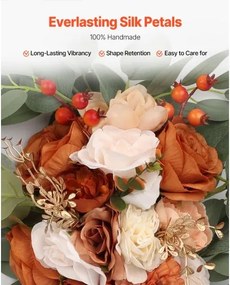 VEVOR Artificial Wedding Arch Flowers Kit Orange With 2 Pcs Flowers 2 Pcs Drapes