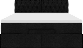 vidaXL Οθωμανικό κρεβάτι με στρώμα Μαύρο 140x200cm Ύφασμα